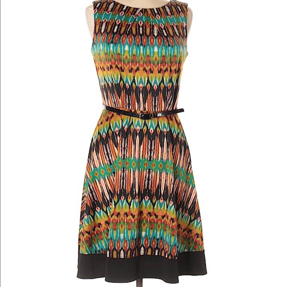Green and brown dress